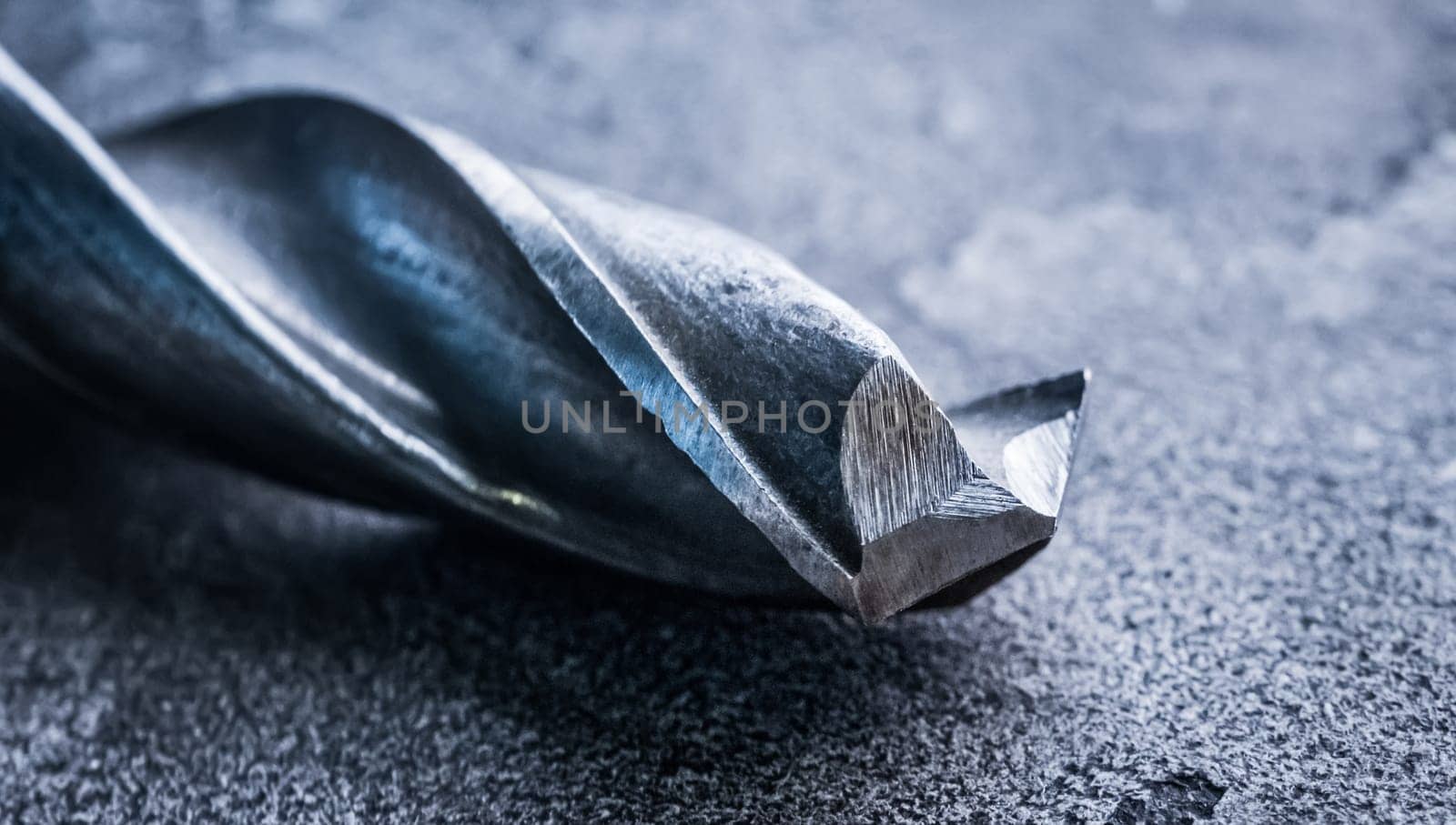 Close up view of metal drill bit