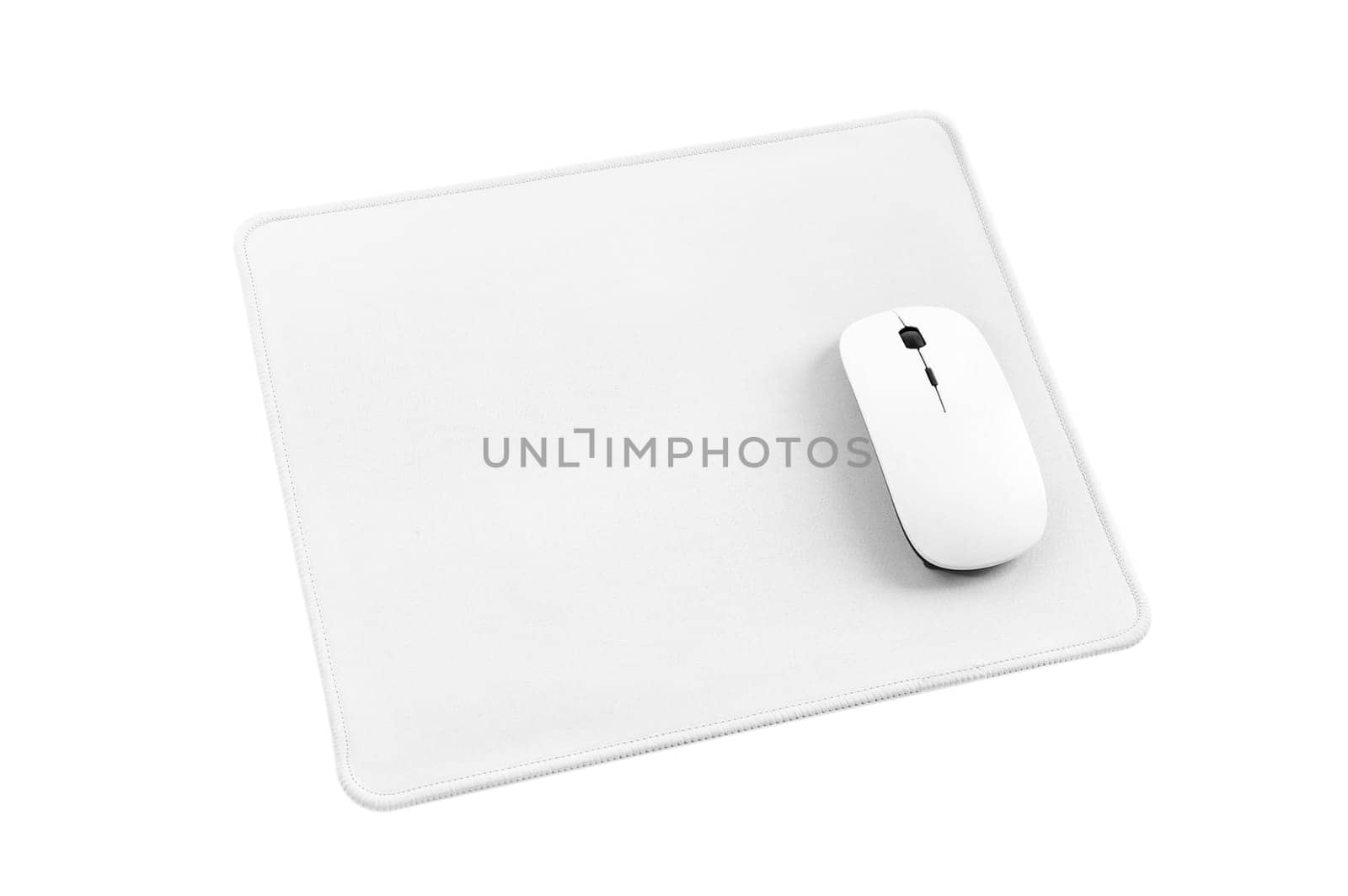 Computer mouse on white mouse pad isolated on a white background