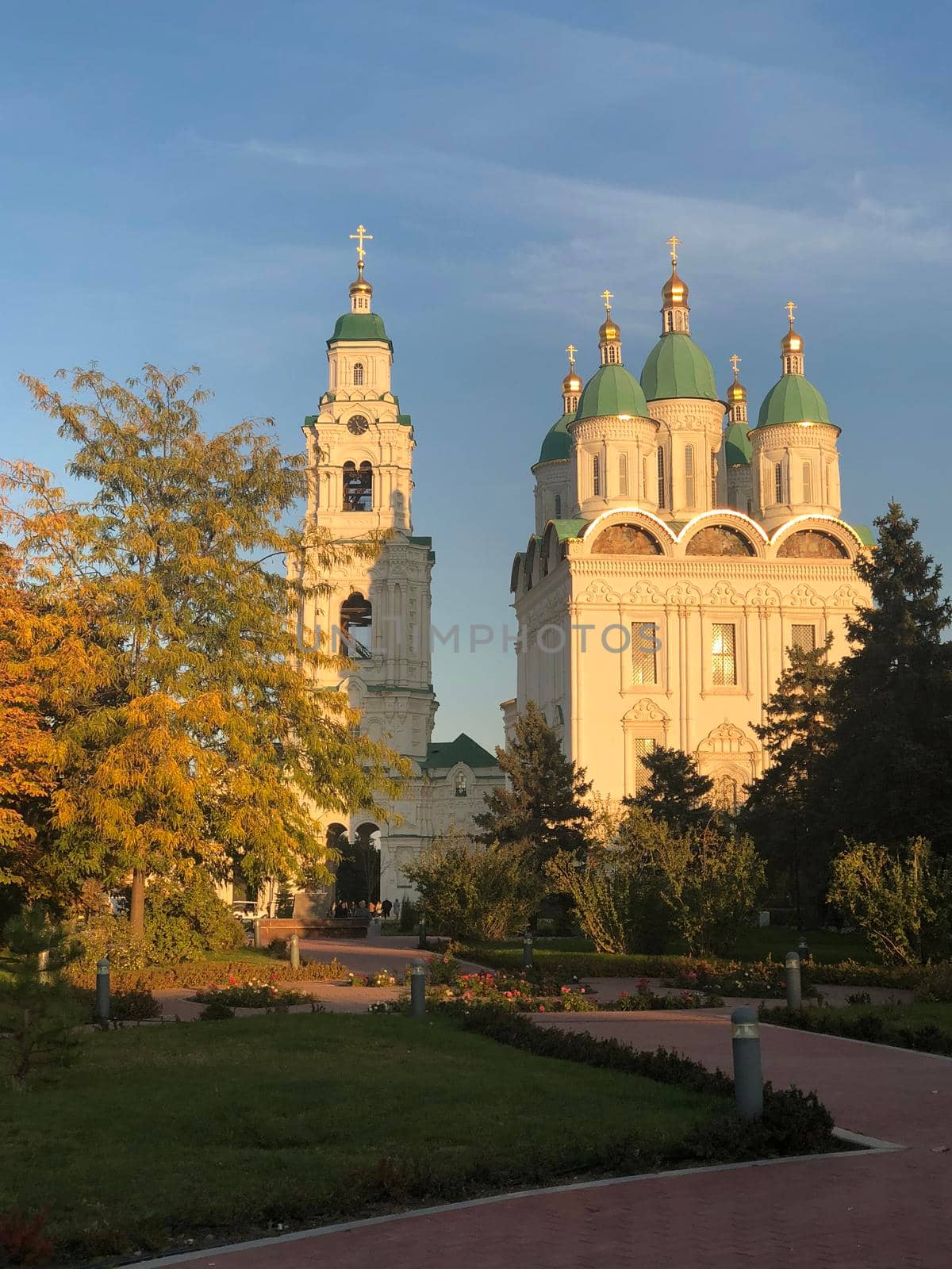 Cathedral of the Assumption and a Bell Tower in Astrakhan kremlin in Russia