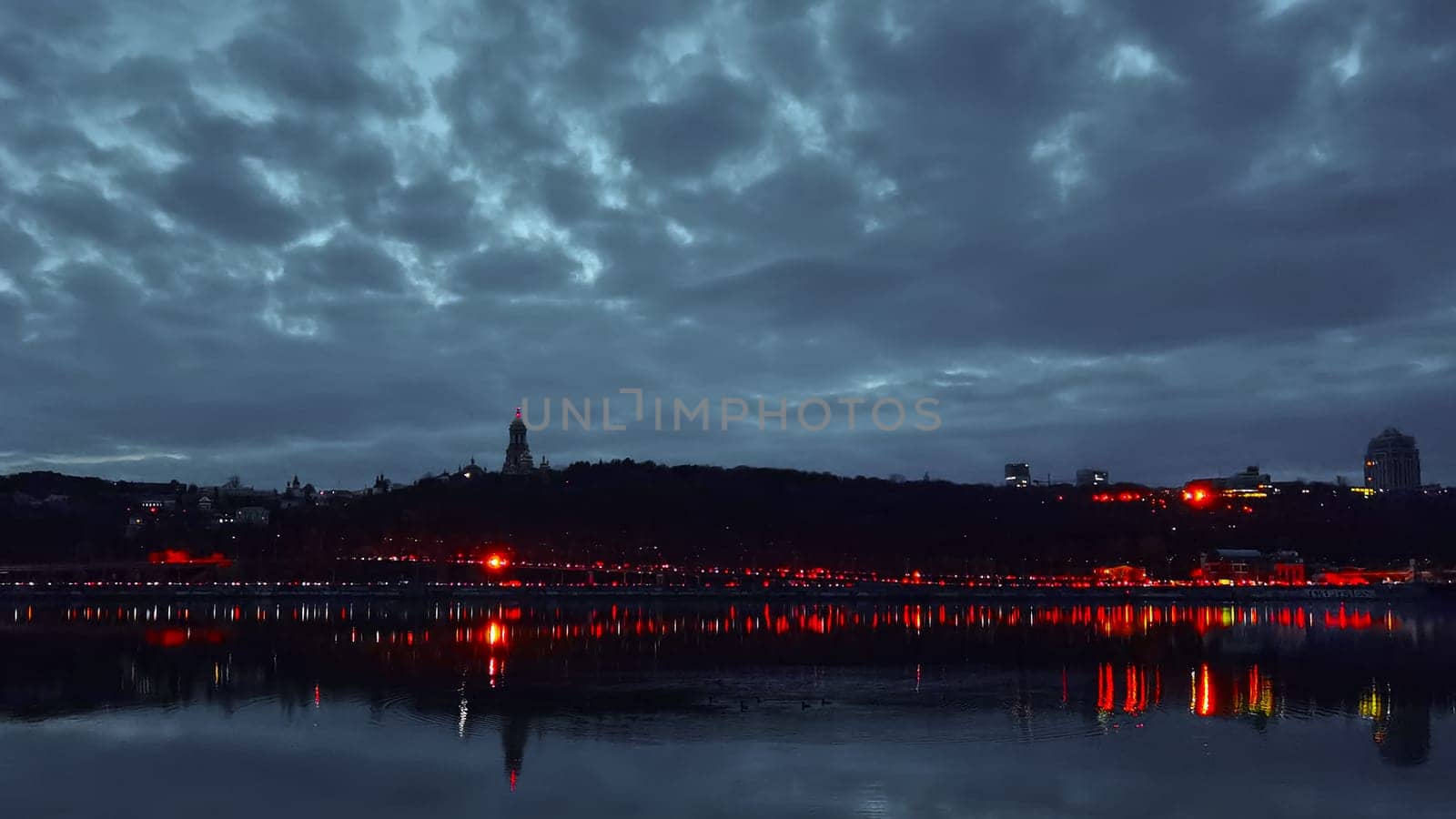 KYIV, UKRAINE - October 22, 2022: Power cuts in Kyiv after fresh missiles attacks on grid by Russia. Emergency blackouts in Kyiv. October 2022 by sarymsakov