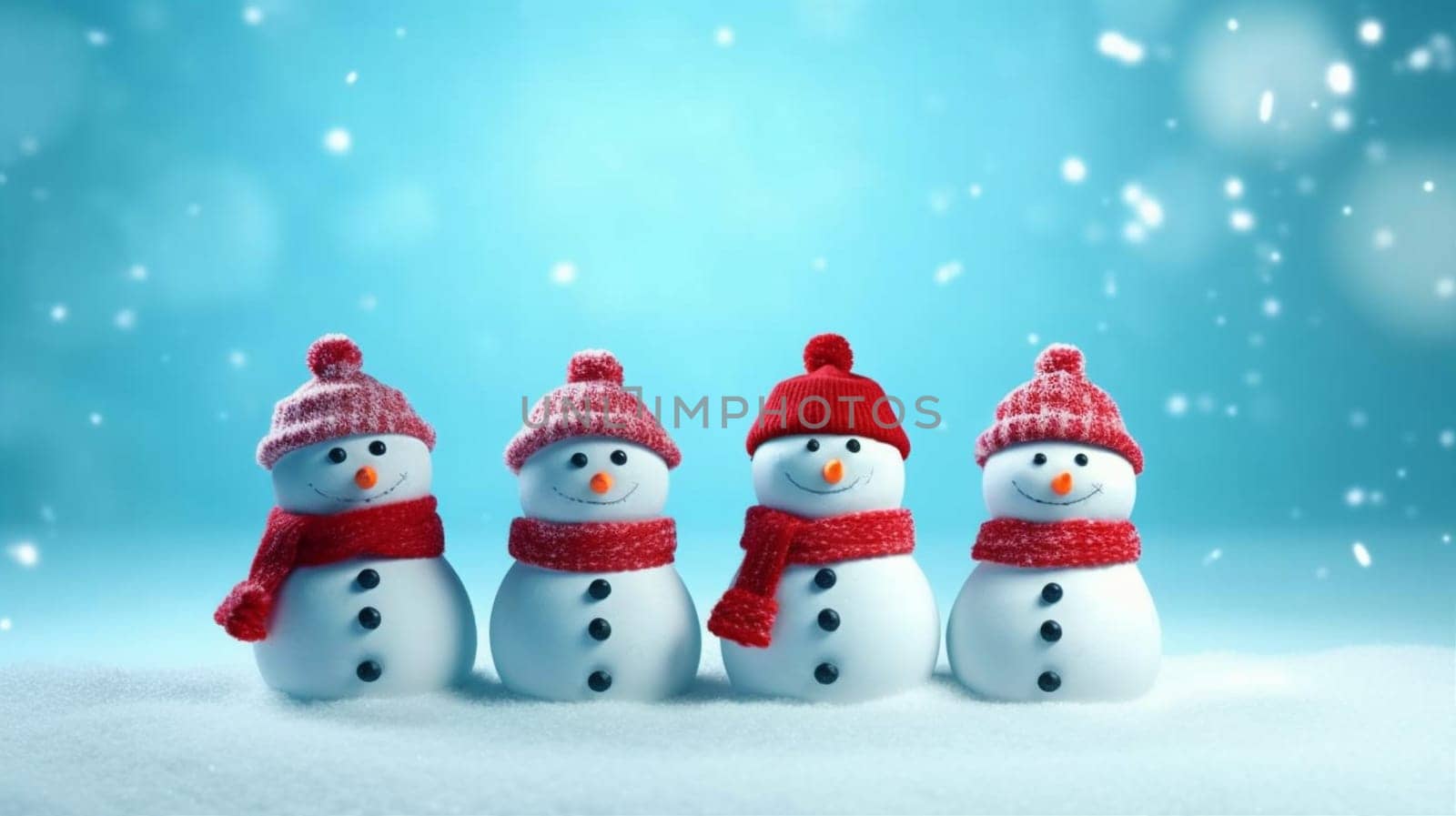 background new year celebration christmas snowy winter snow season snowfall white snowman. Generative AI. by SHOTPRIME