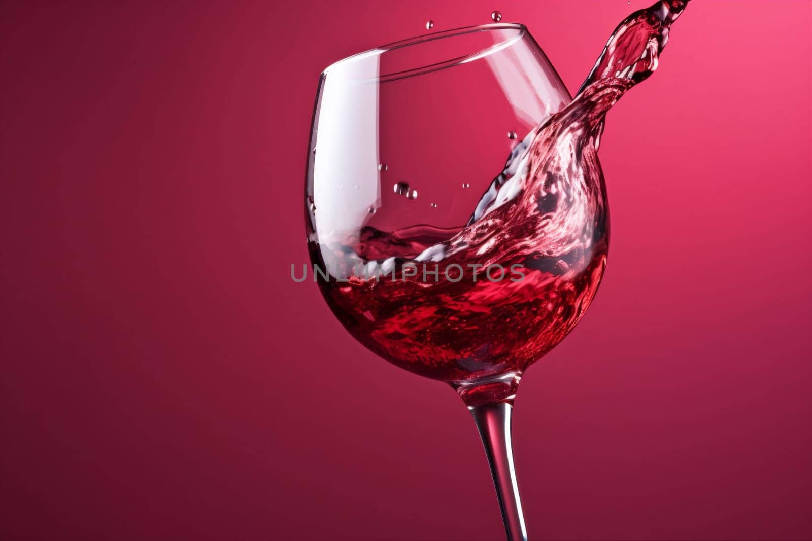 liquid alcohol white wine closeup red glass party drink gradient background. Generative AI. by SHOTPRIME