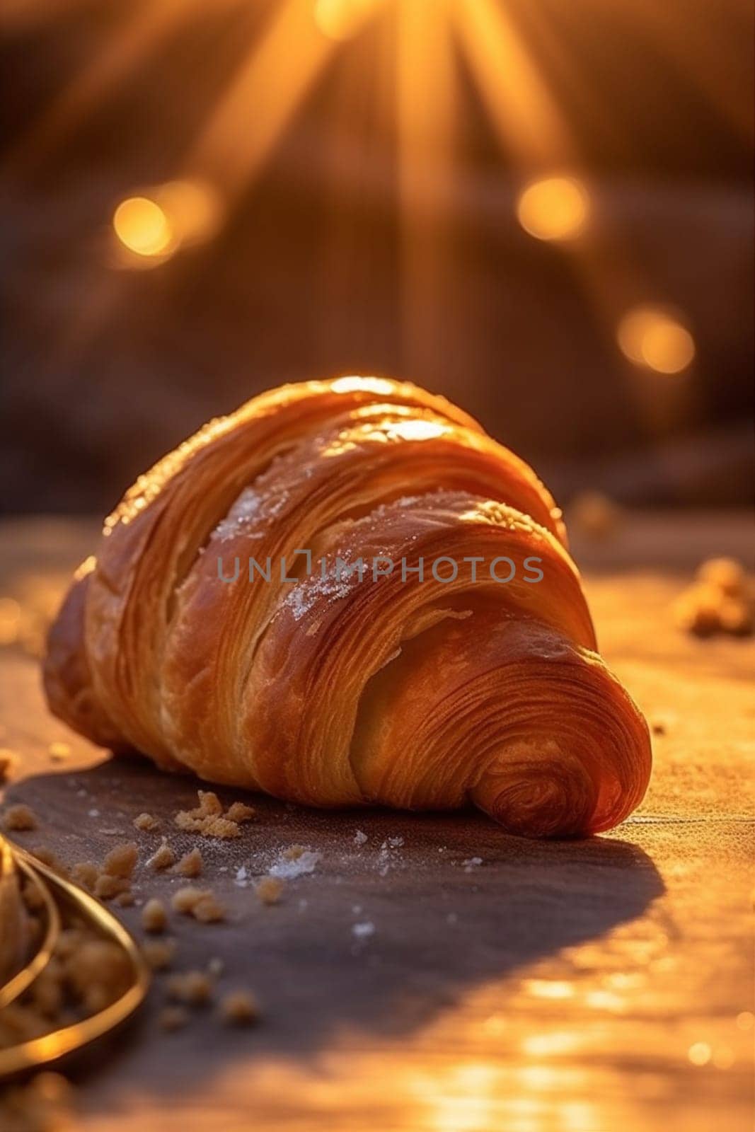 food bakery bokeh cup french background background drink morning breakfast croissant table. Generative AI. by SHOTPRIME