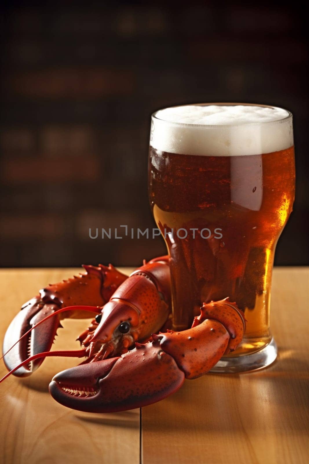 claw beer food red crawfish background crab crayfish snack glass seafood. Generative AI. by SHOTPRIME