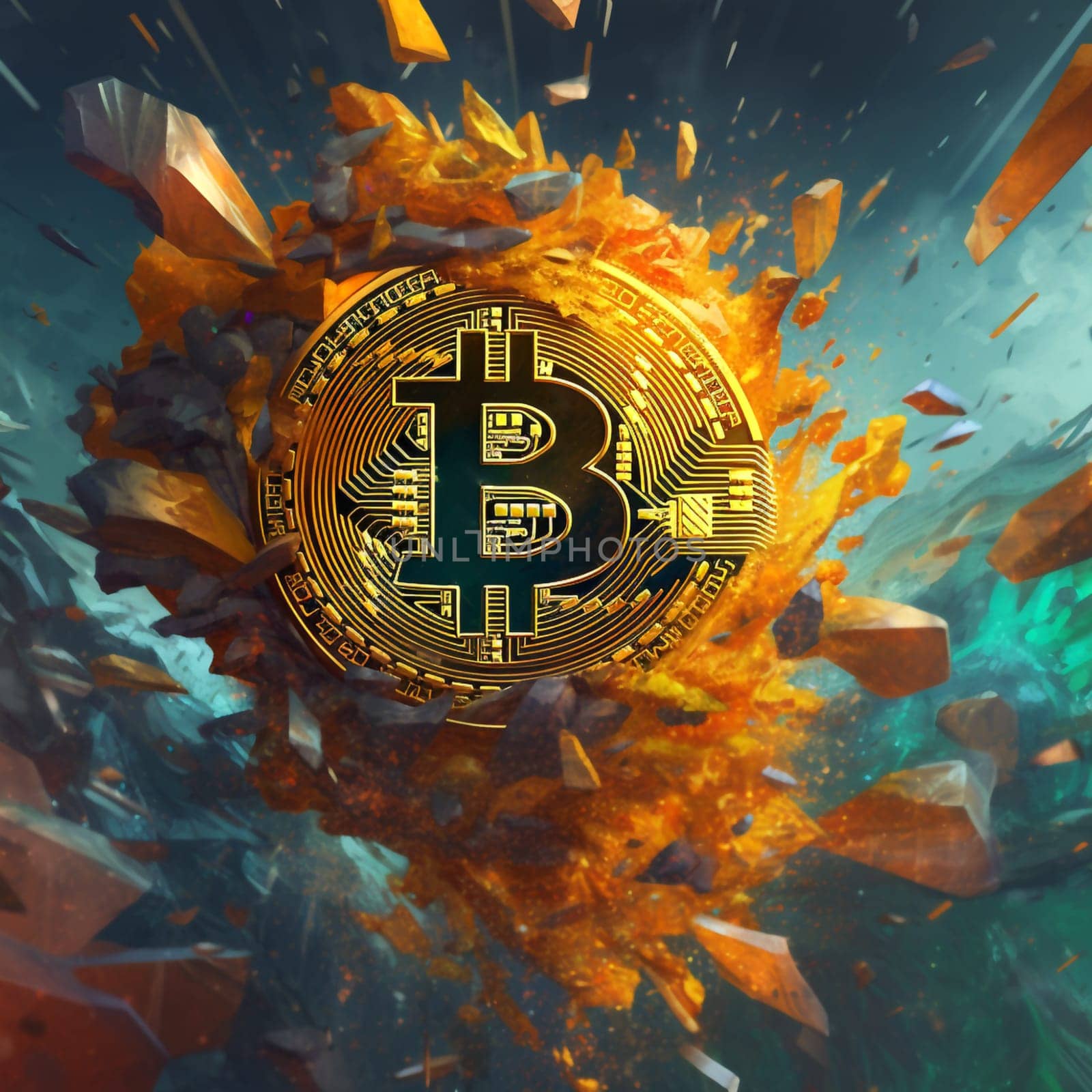 digital bitcoin moving through the blockchain