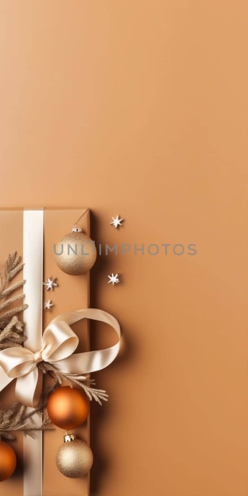 xmas new background year tree christmas holiday snowflakes gold card christmas decoration. Generative AI. by SHOTPRIME