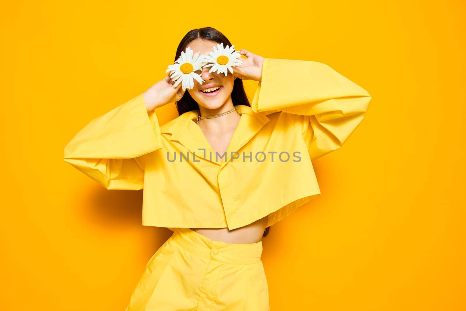 day woman yellow happiness young chamomile flower model smile valentines pretty portrait by SHOTPRIME