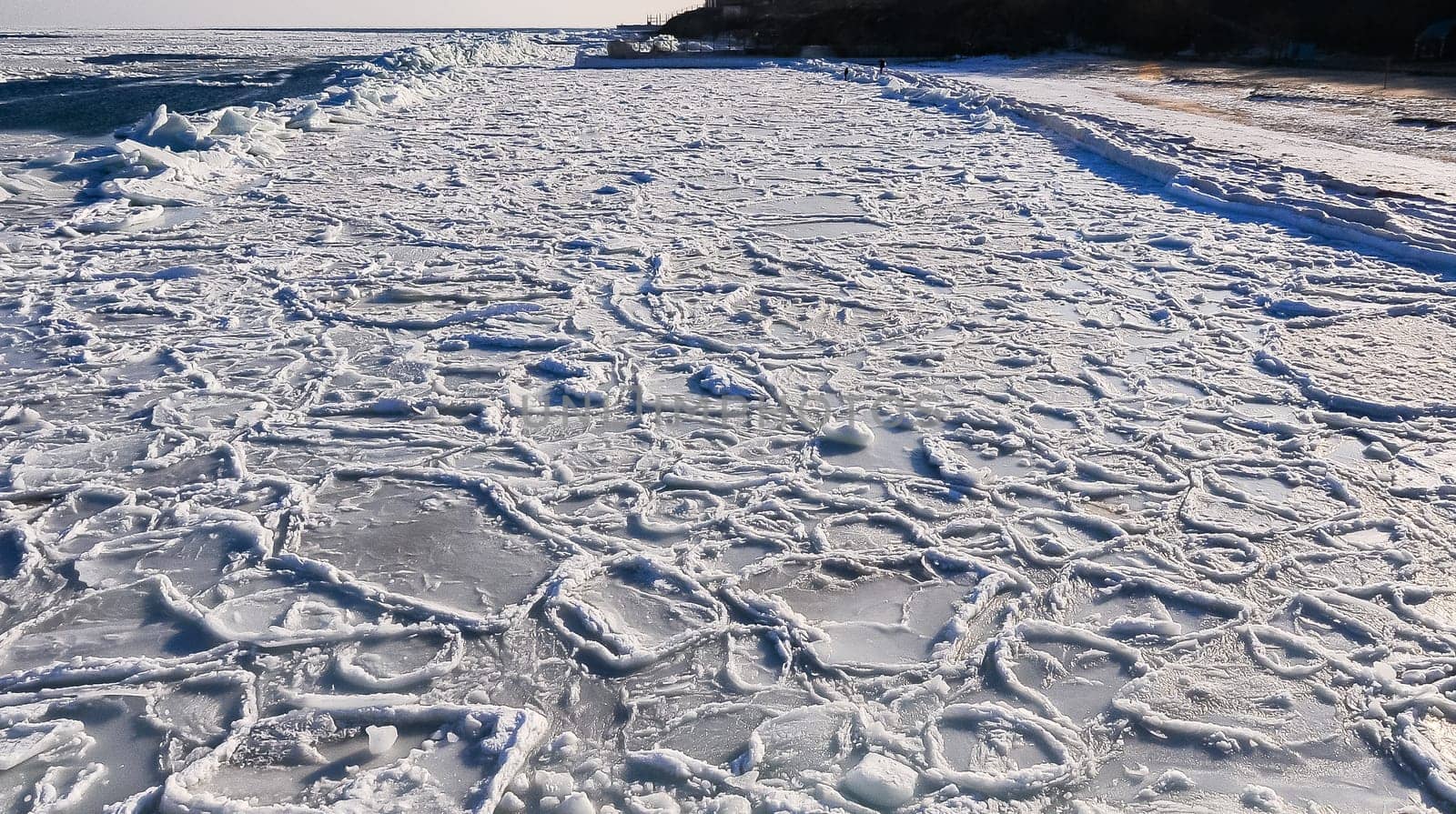 Climatic collapse, Black Sea near Odessa frozen, Ice near the coast by Hydrobiolog