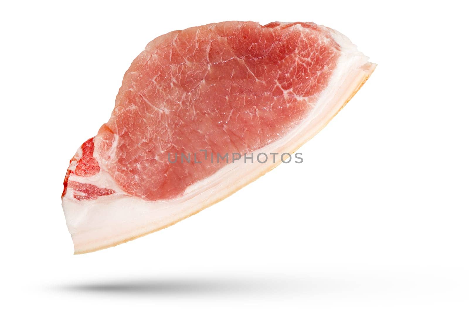 Piece of pork. Big piece of pork isolated on white background. A piece of juicy pork isolated on a white background for inserting into a design, project or for an advertising banner. by SERSOL