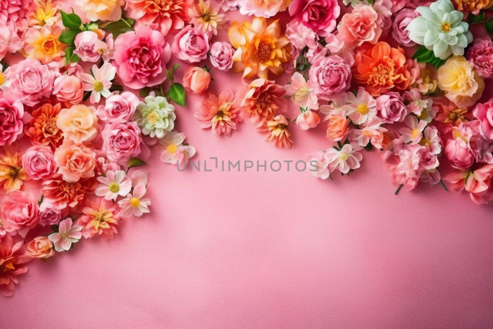 background wedding leaf nature card floral flower pink valentine blossom bouquet. Generative AI. by SHOTPRIME
