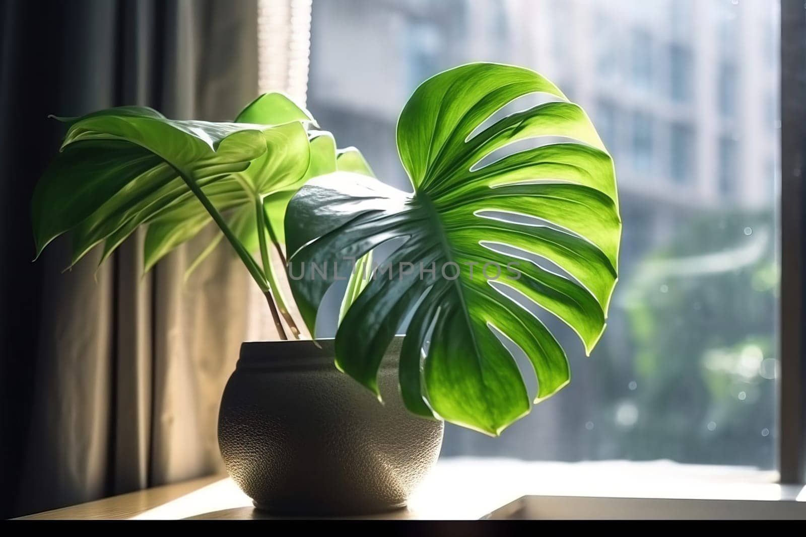 Houseplant monstera in a pot. Generative AI. High quality illustration