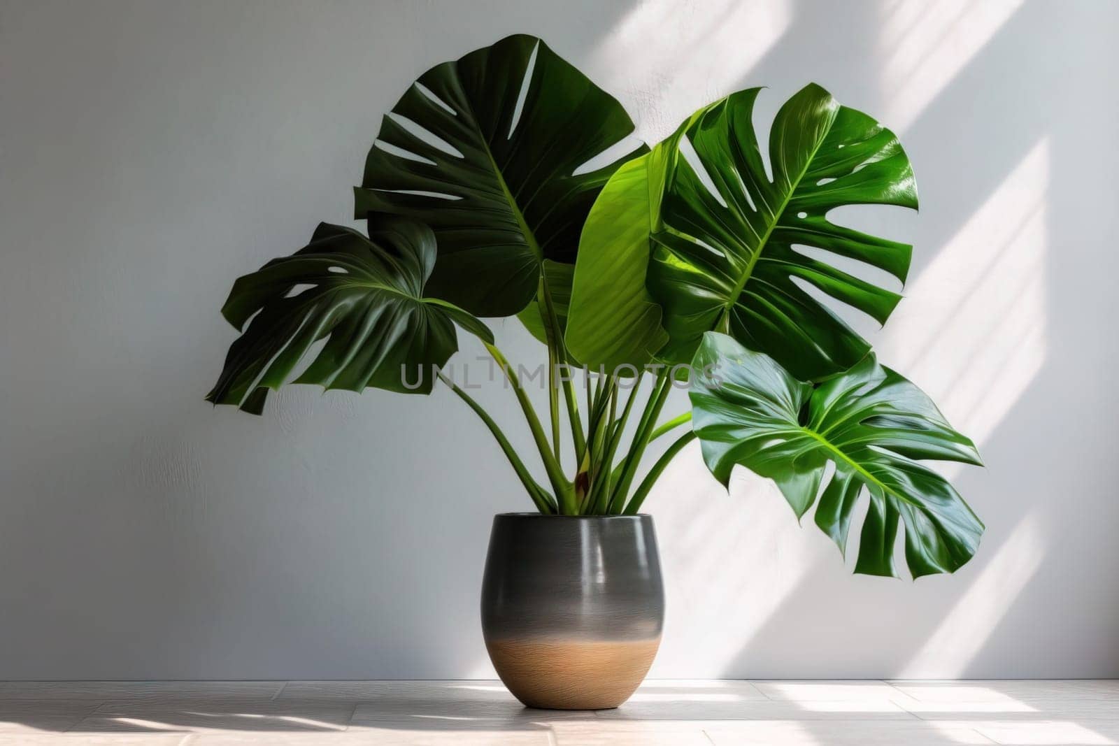 Houseplant monstera in a pot. Generative AI. High quality illustration