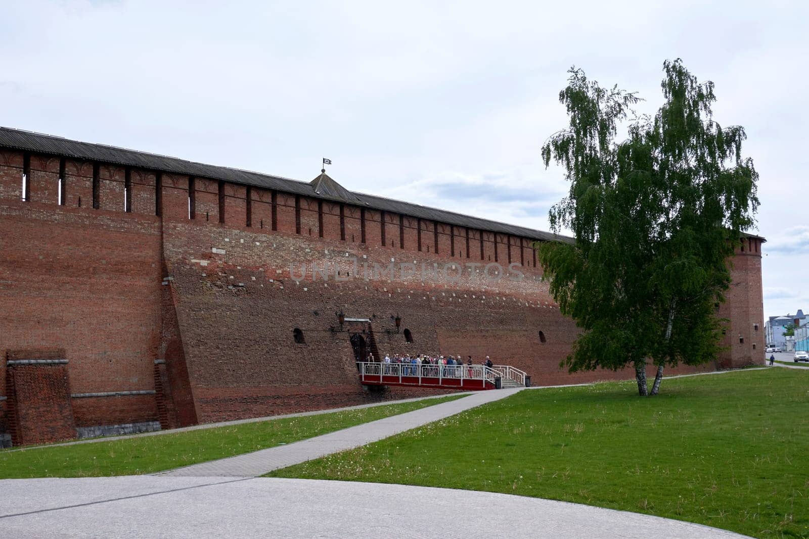 Kolomna, Russia - May 30, 2023: View of the ancient fortress wall of the Kolomna Kremlin