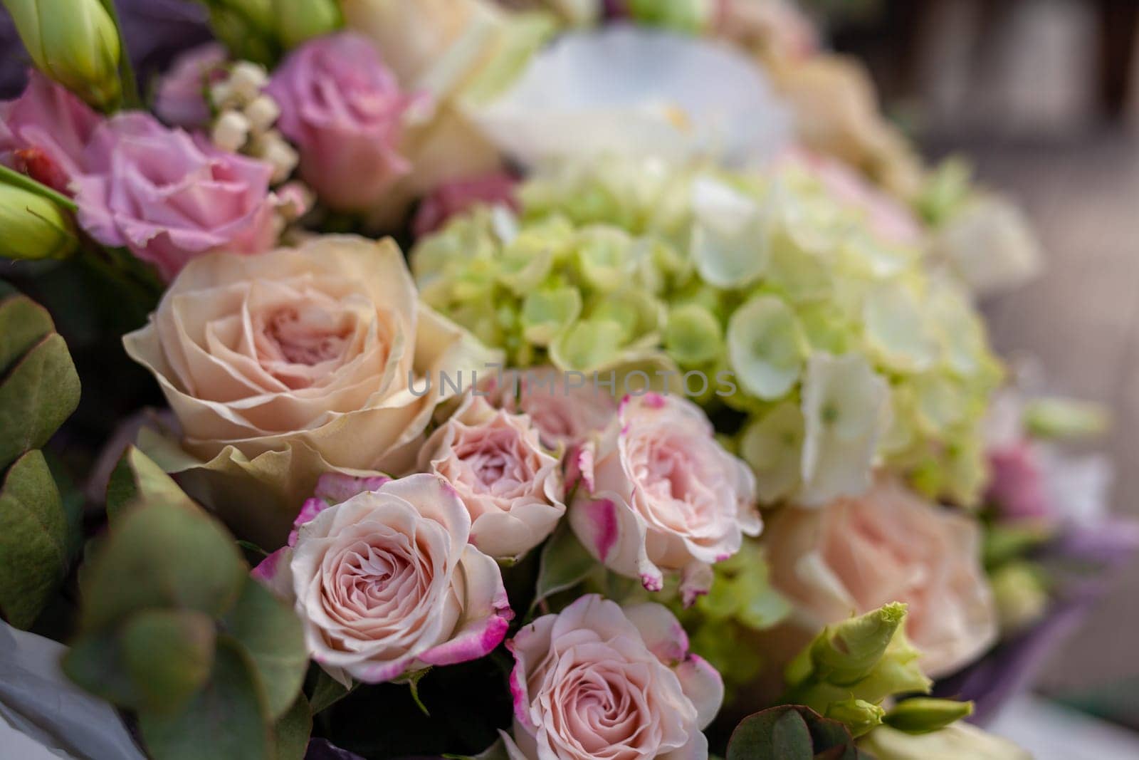 Wedding bouquet close-up. Composition of flowers in a bouquet. by AnatoliiFoto