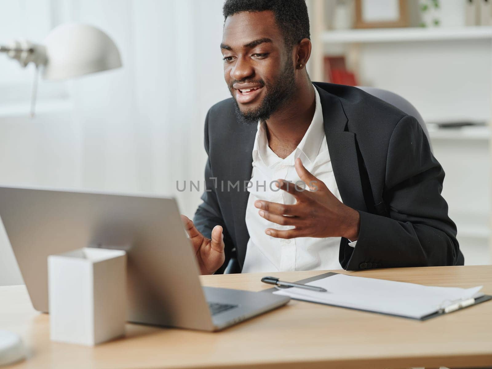 man freelancer education computer job office american online laptop african distance student by SHOTPRIME