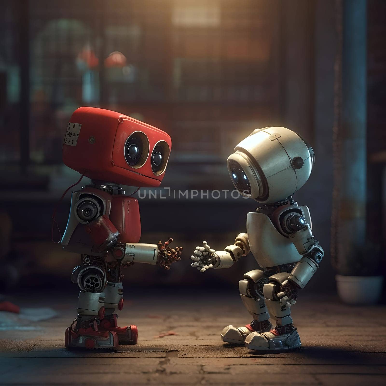 Two little robot friends by cherezoff