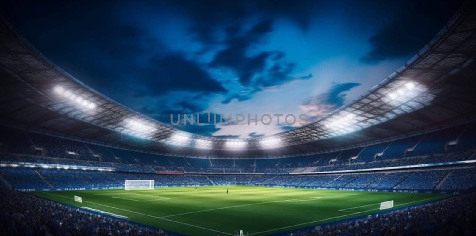 goal soccer sport light stadium world game green arena football. Generative AI. by SHOTPRIME