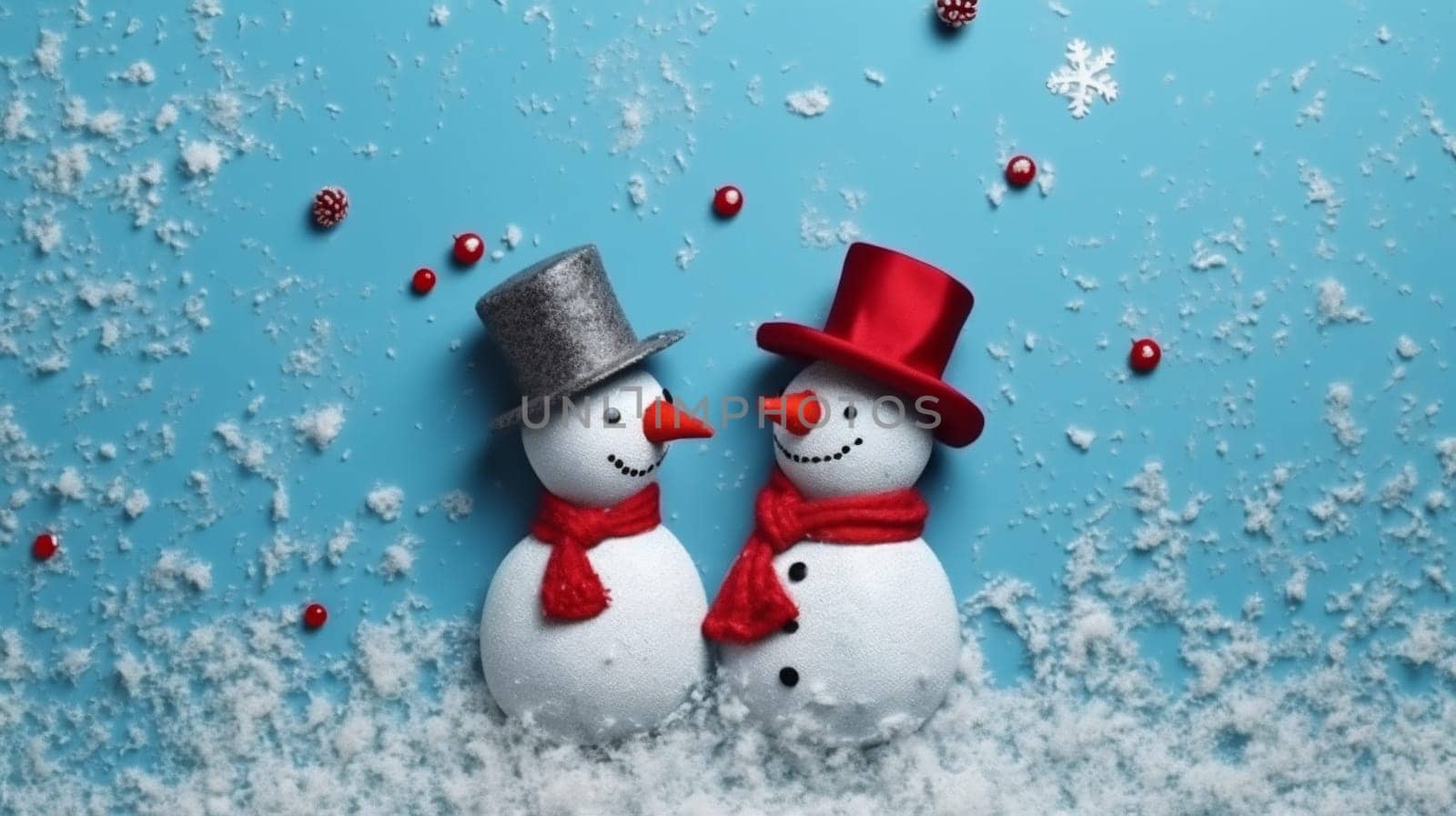 white season year christmas snowfall new background snowman winter celebration light snow. Generative AI. by SHOTPRIME