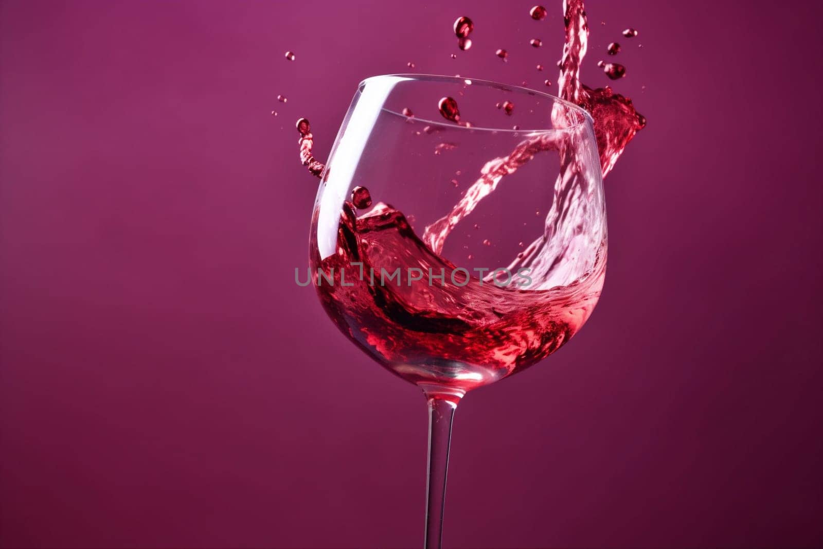 white liquid alcohol closeup concept red party winery celebrate cabernet crystal glass gradient grape background burgundy drink holiday bordeaux wine pour. Generative AI.