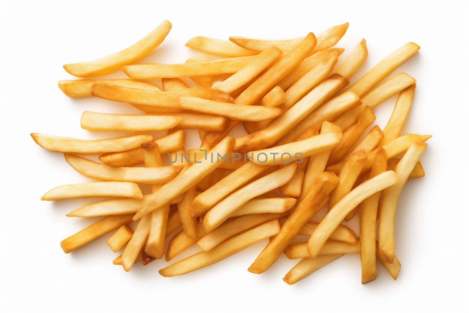 snack background white yellow meal potato isolated lunch gold salty calories delicious french chip fry fat eat nutrition fast fried. Generative AI.