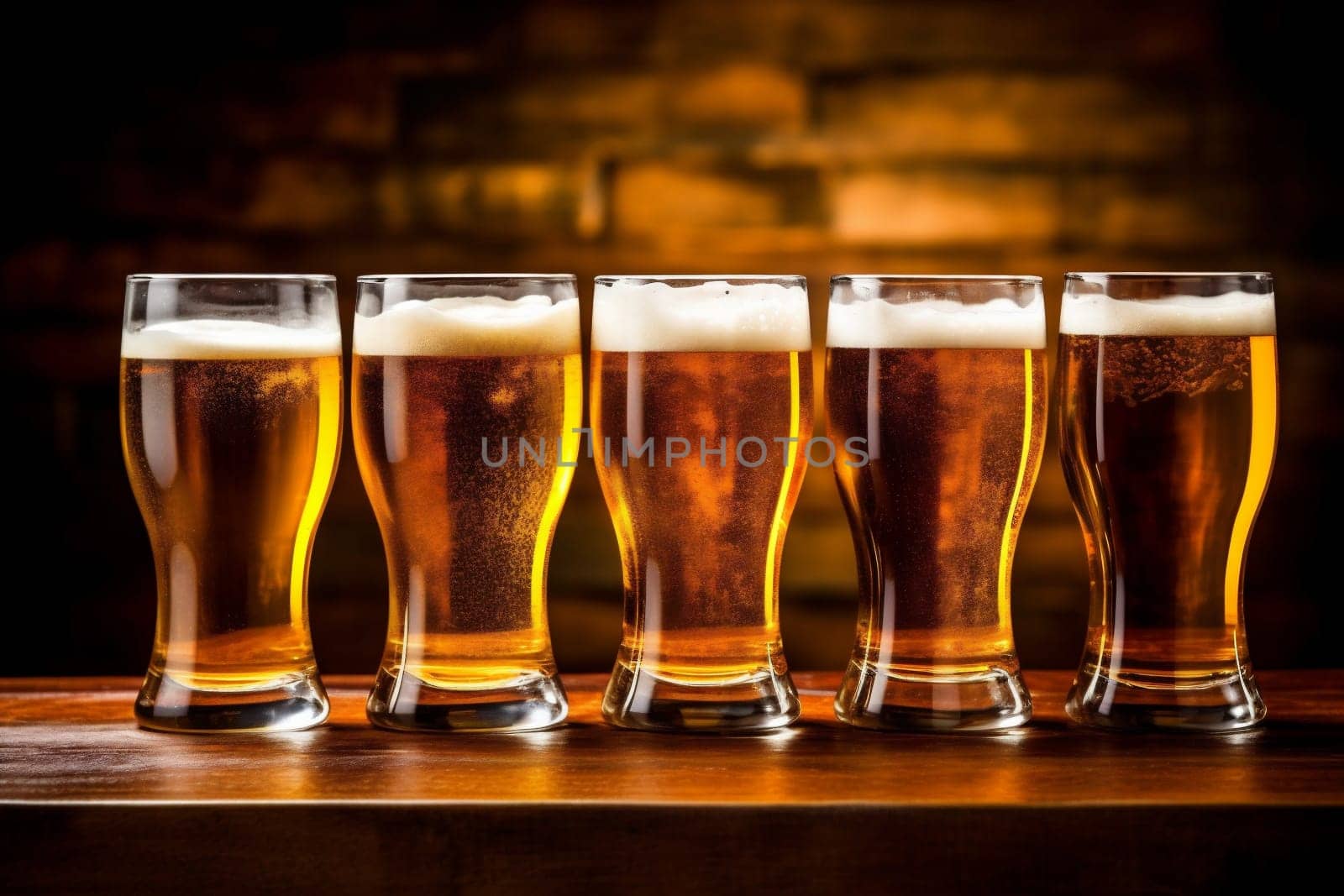 beverage glass pub gold foam lager beer drink pint alcohol. Generative AI. by SHOTPRIME