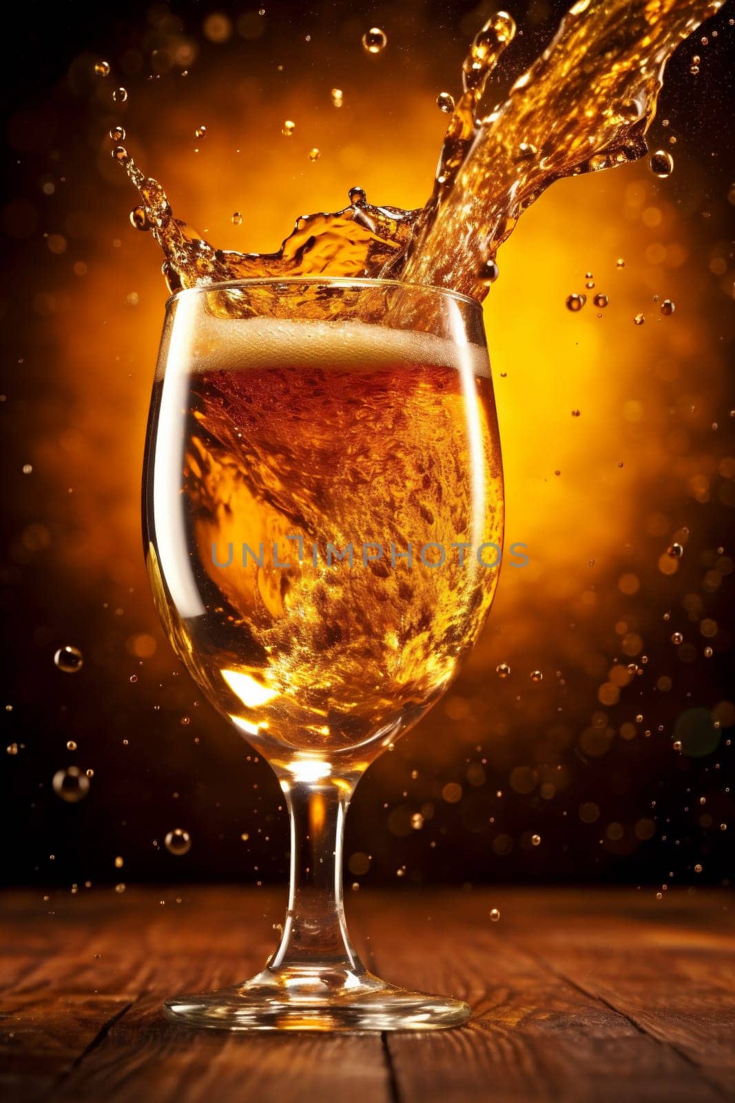 splash cold beer drink glass gradient squirt foam background bubble alcohol. Generative AI. by SHOTPRIME