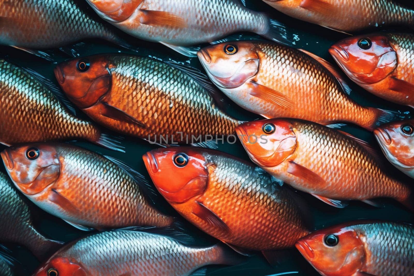 dinner seafood healthy white food smoked raw meal fresh background fish. Generative AI. by SHOTPRIME