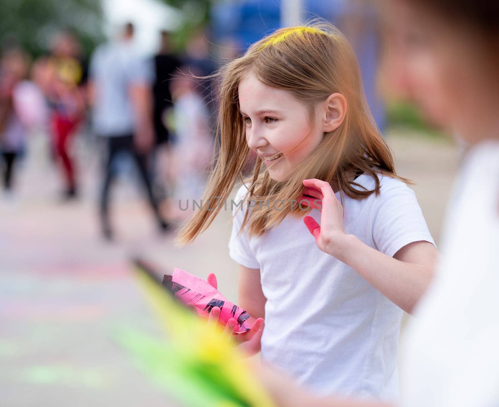 Girl in indian traditional Holi festival by tan4ikk1