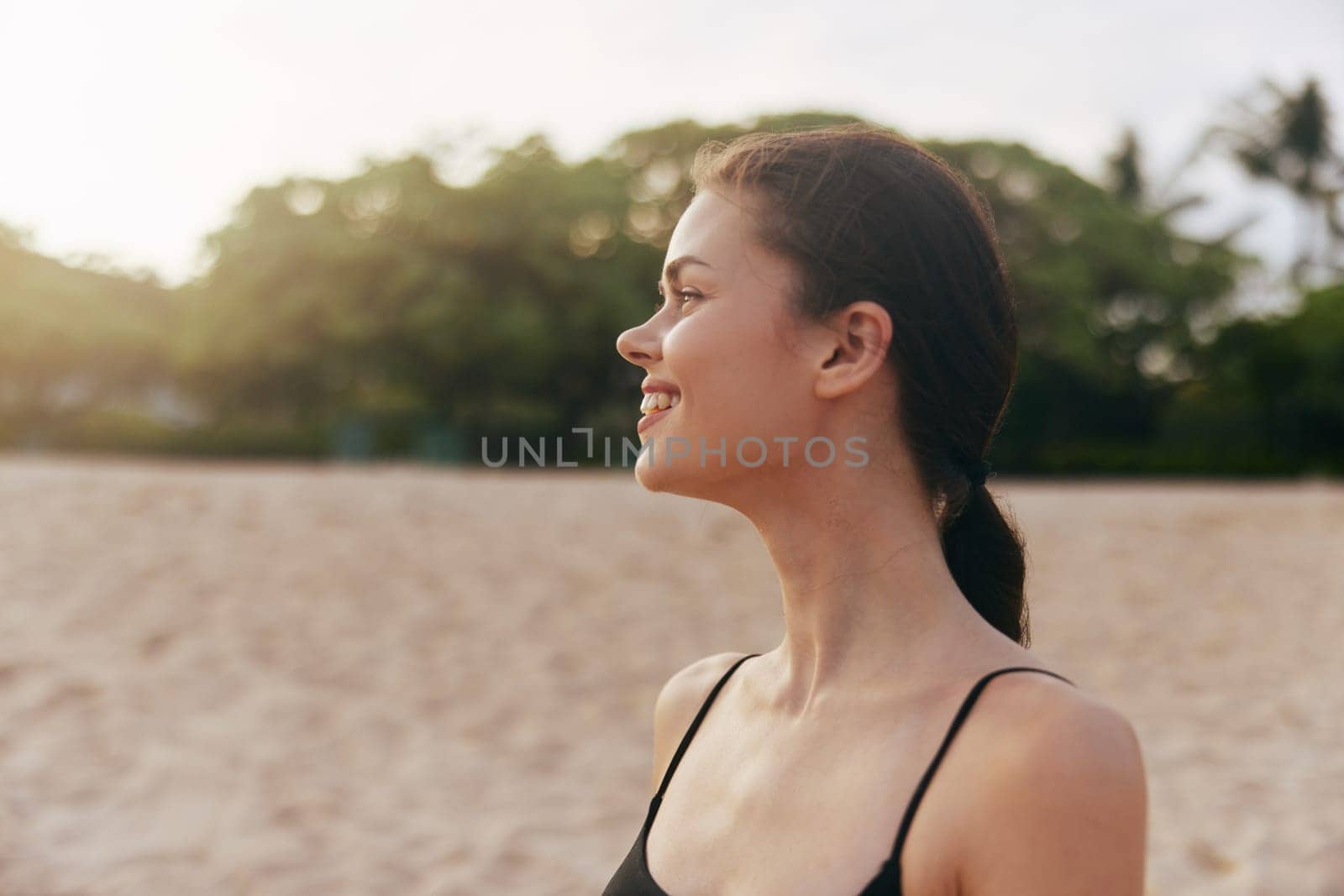 beach woman sand lifestyle vacation sea smile sunset ocean sky summer by SHOTPRIME
