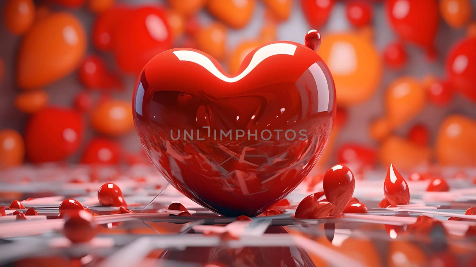 Beautiful red heart on a beautiful red background. The concept of love