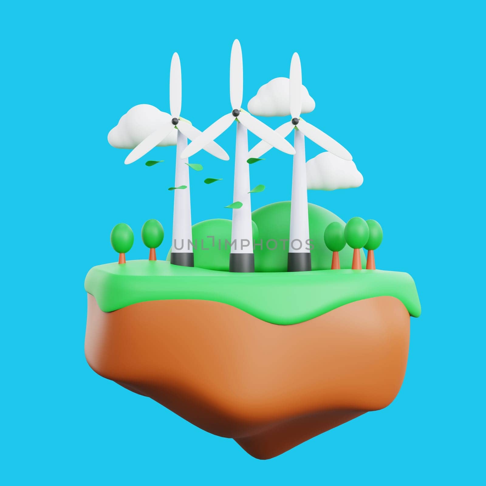 3d rendering of a wind turbine with the concept of ecology and environmentally friendly.