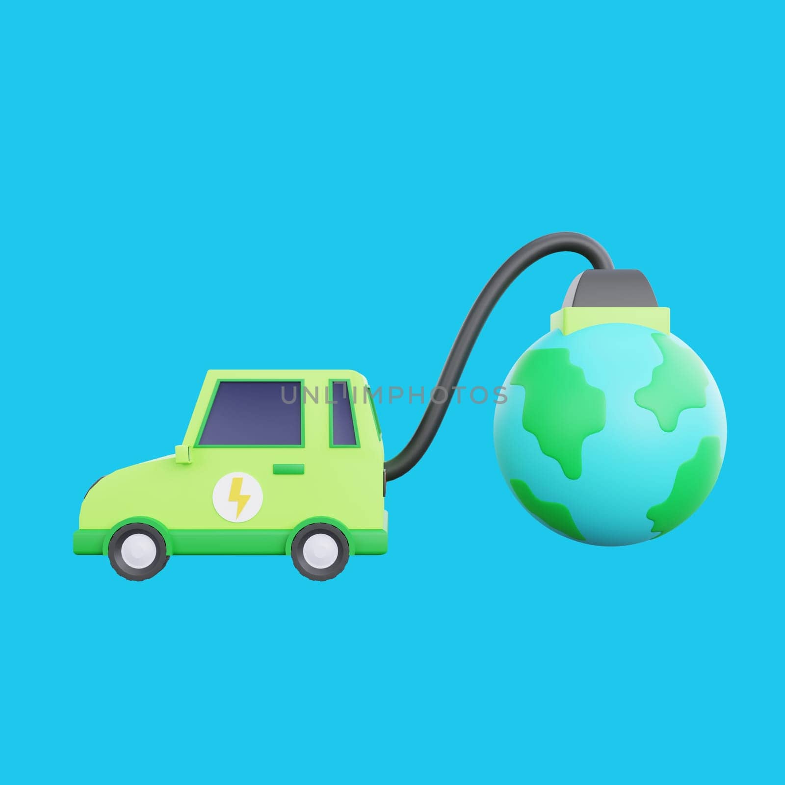 3d render eco car with earth charging ecology concept by Rahmat_Djayusman