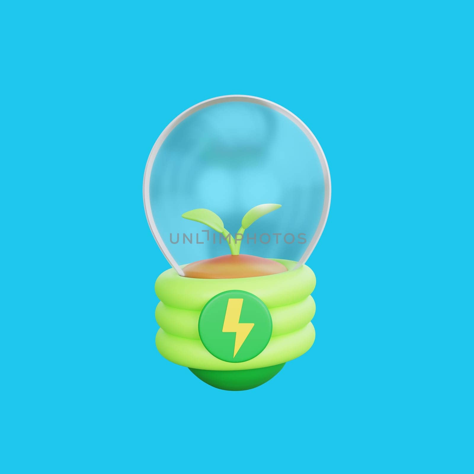 3d render eco light bulb with ecology and environmentally friendly concept.