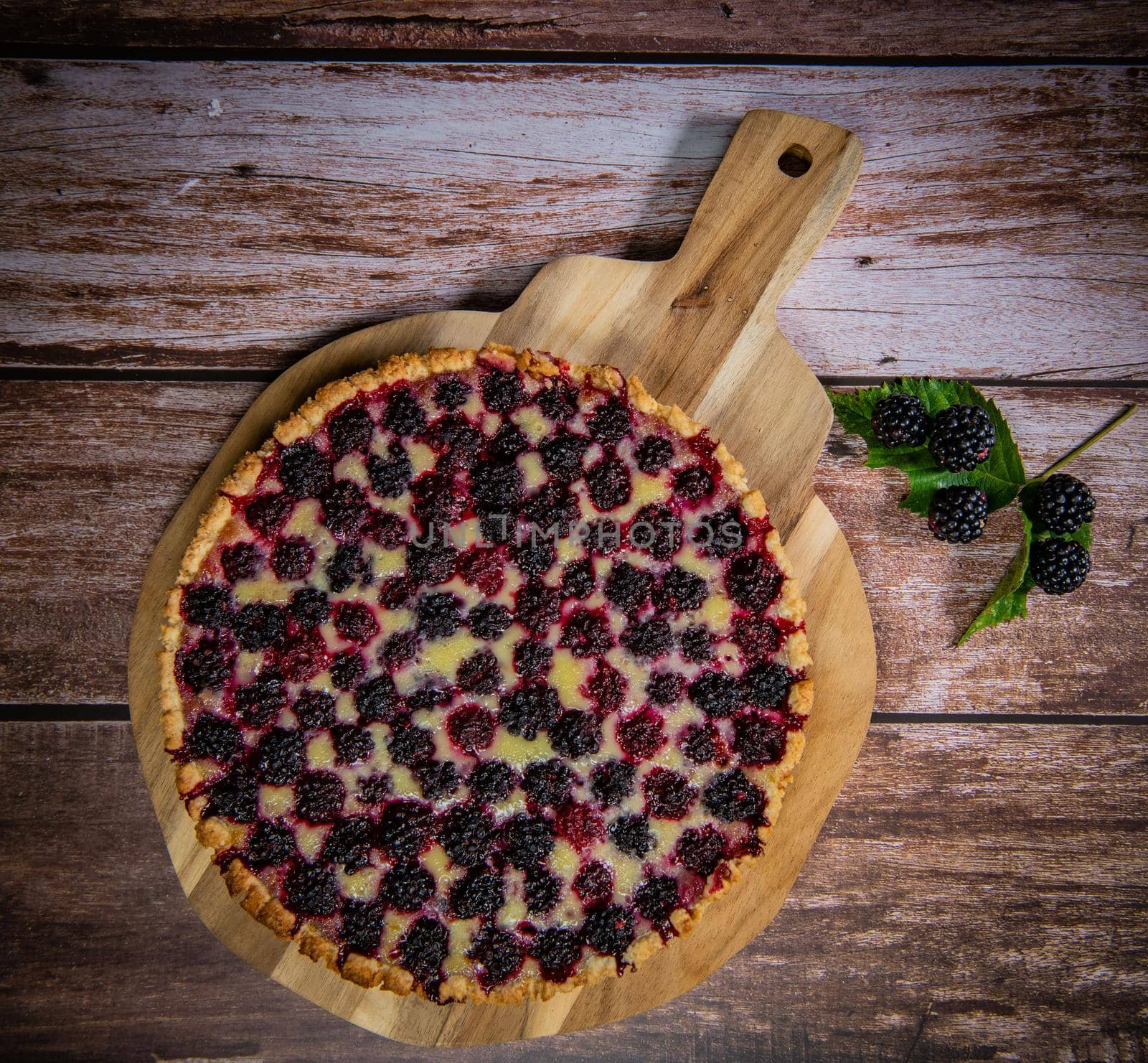 Homemade pie closeup on blackberries. High quality 4k footage