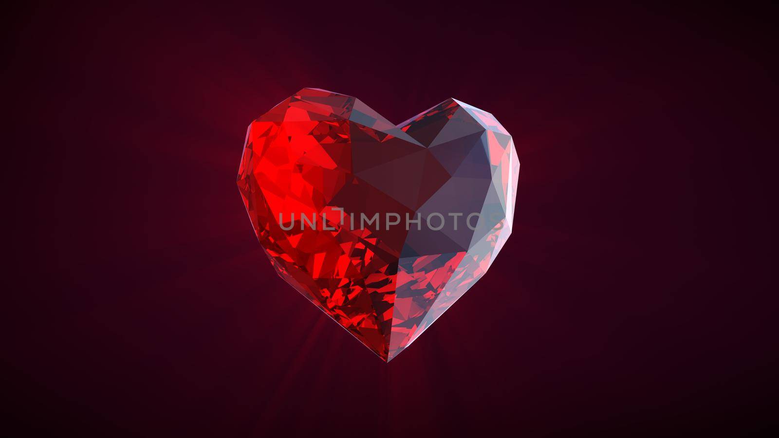 Crystal Ruby heart abstract 3D render