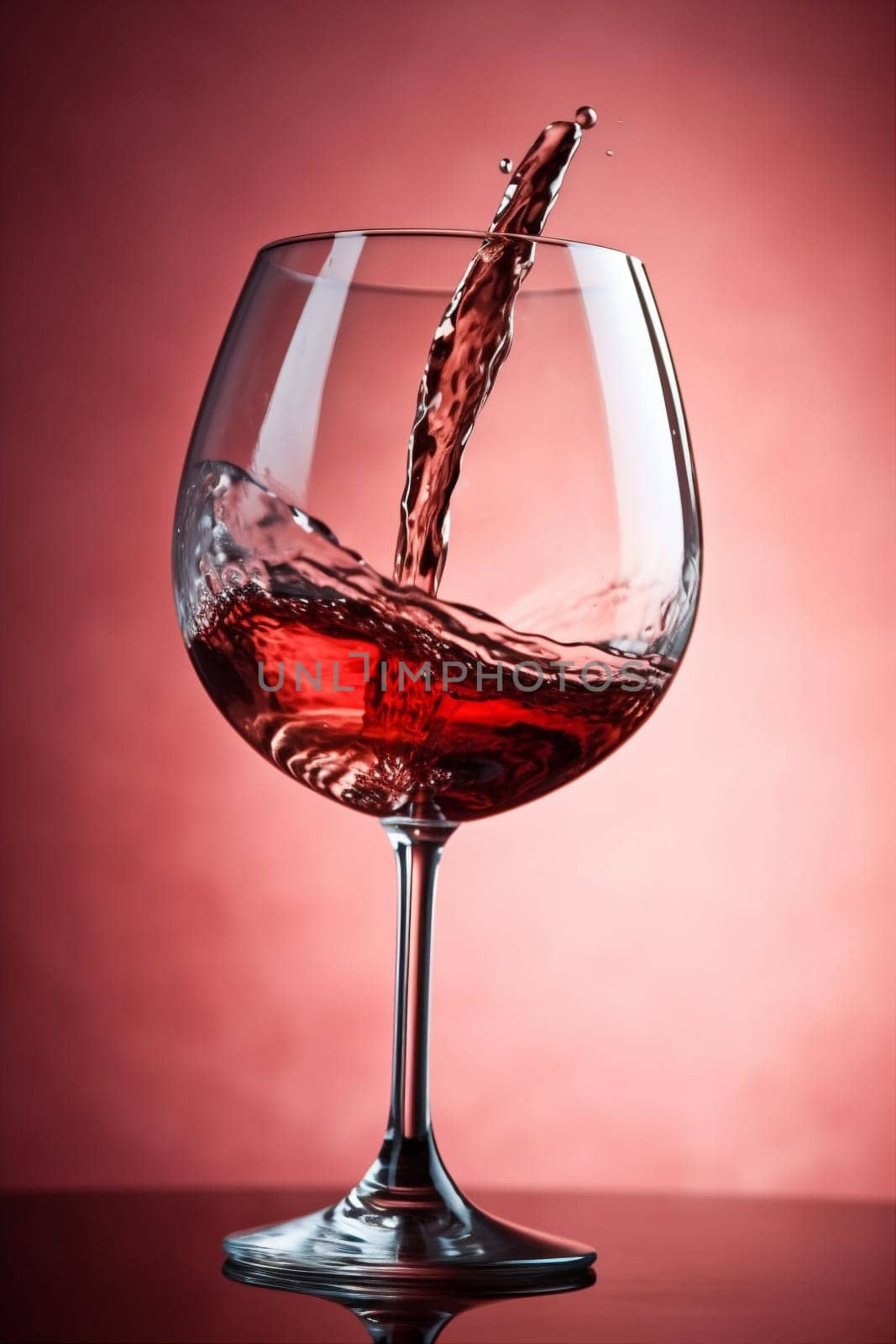 party celebration background drink glass alcohol red liquid closeup wine gradient. Generative AI. by SHOTPRIME