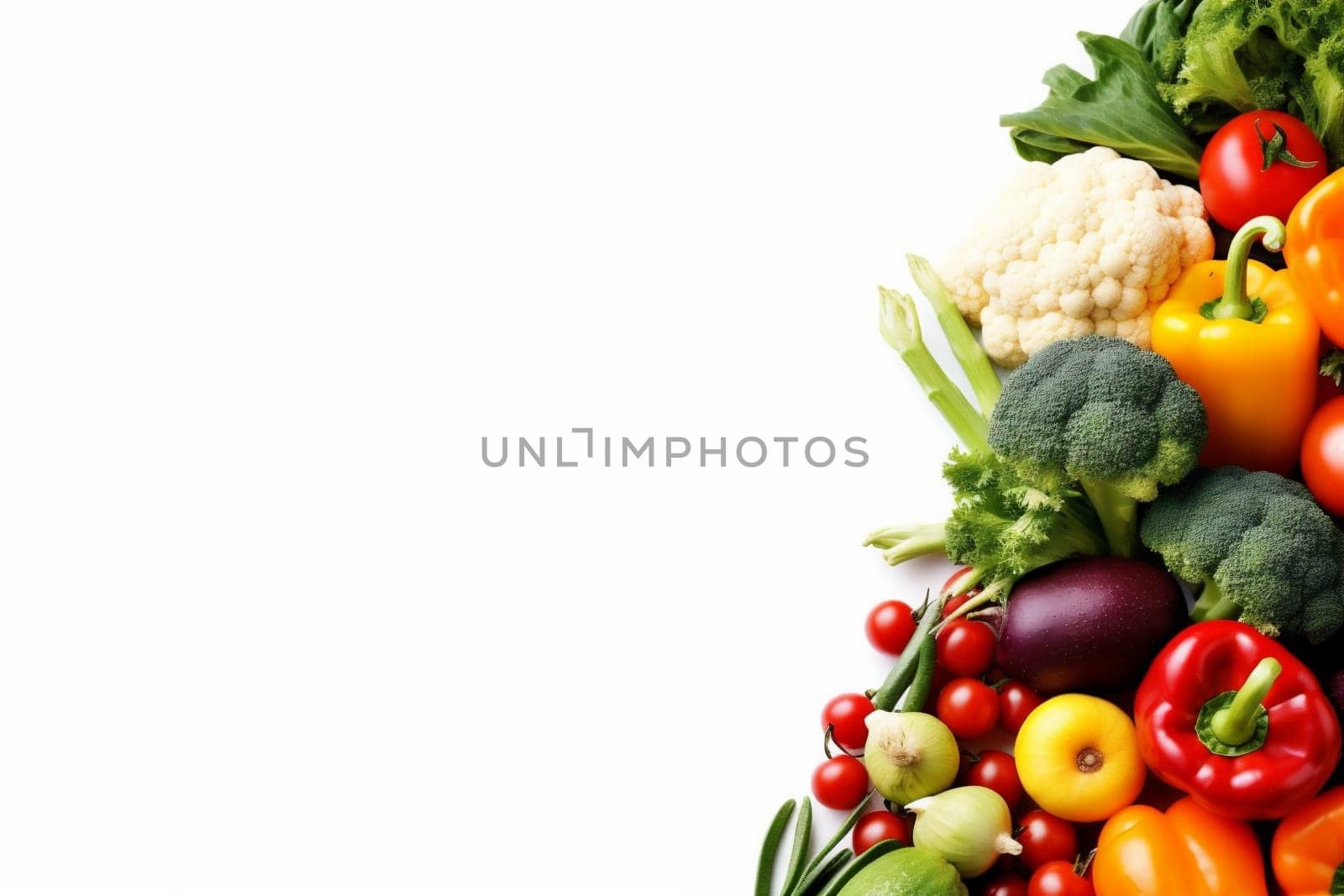 vegetarian white background tomato isolated healthy food green vegetable fruit natural. Generative AI. by SHOTPRIME