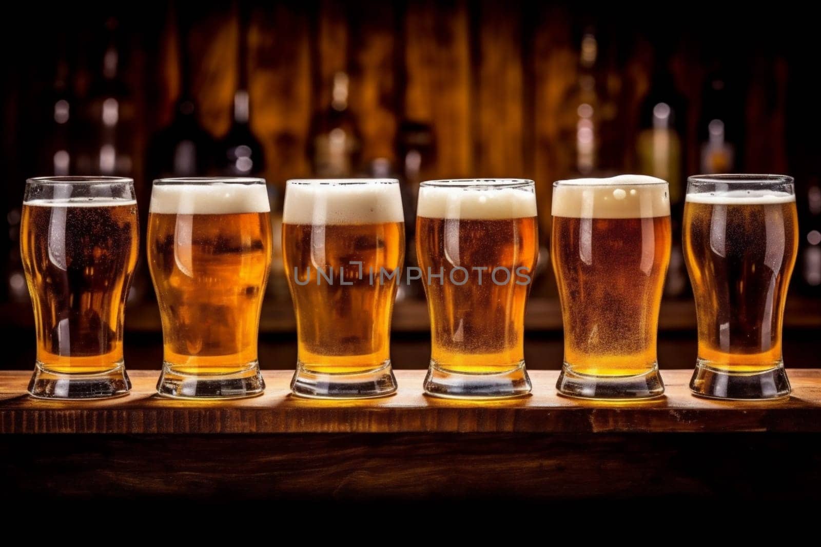 beer foam glass alcohol lager pint pub drink gold beverage. Generative AI. by SHOTPRIME