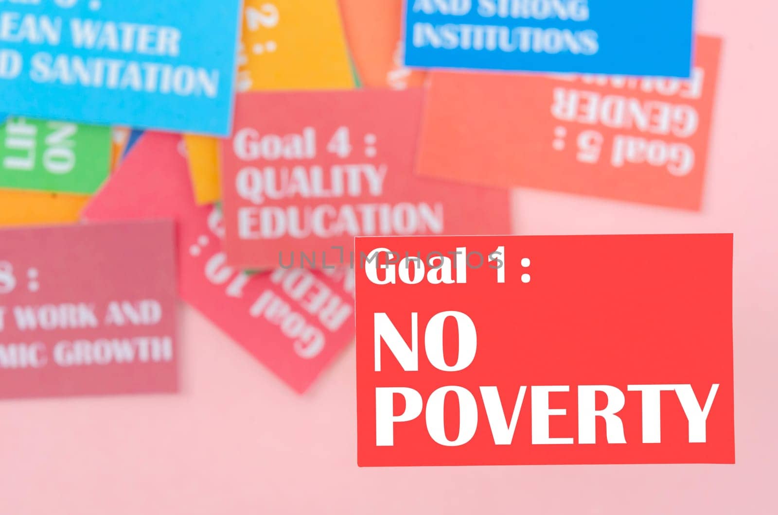 The Goal 1 : No Poverty. The SDGs 17 development goals environment. Environment Development concepts. by Gamjai