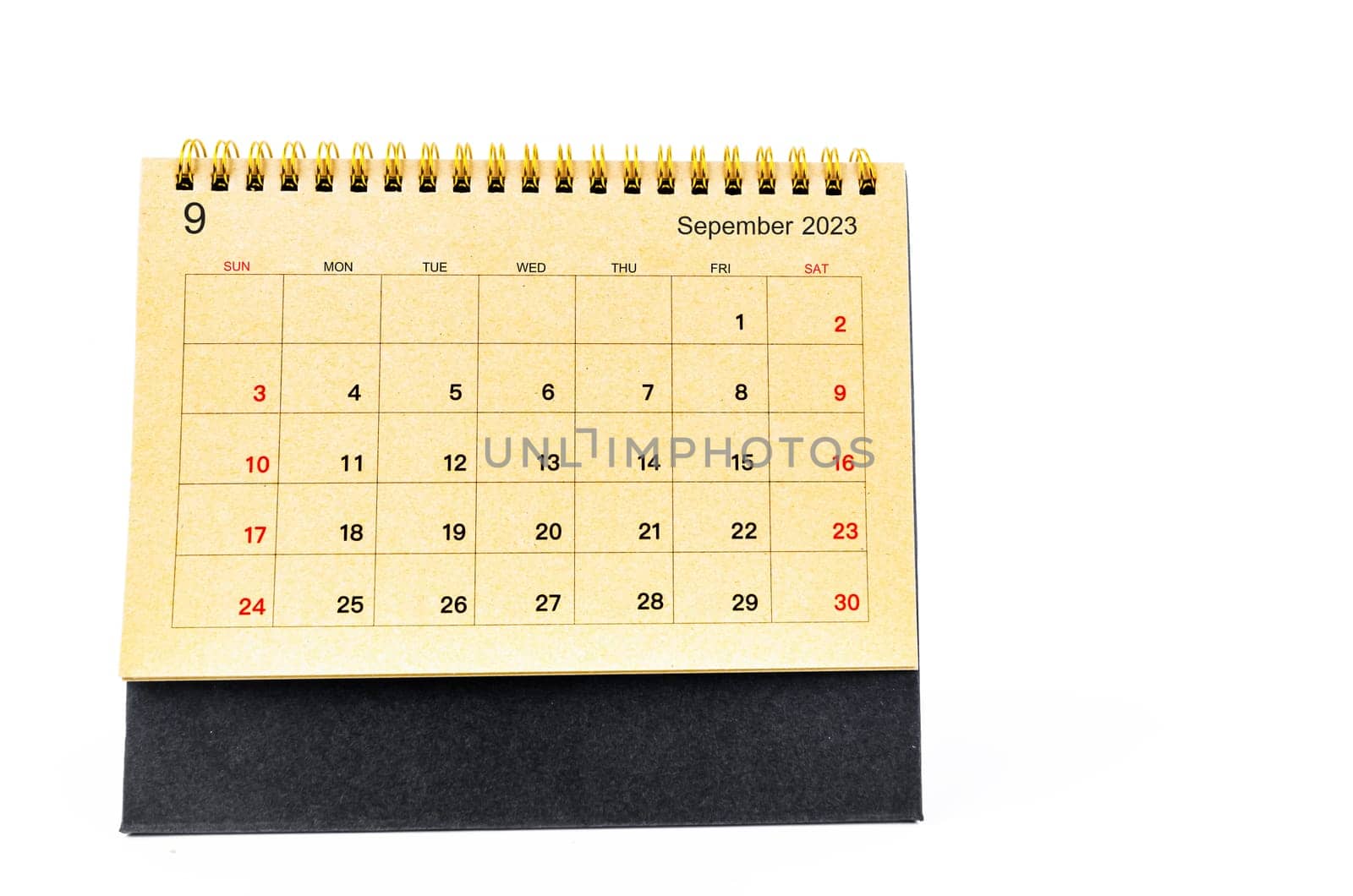 September 2022 Monthly desk calendar for 2023 year isolated on white background.