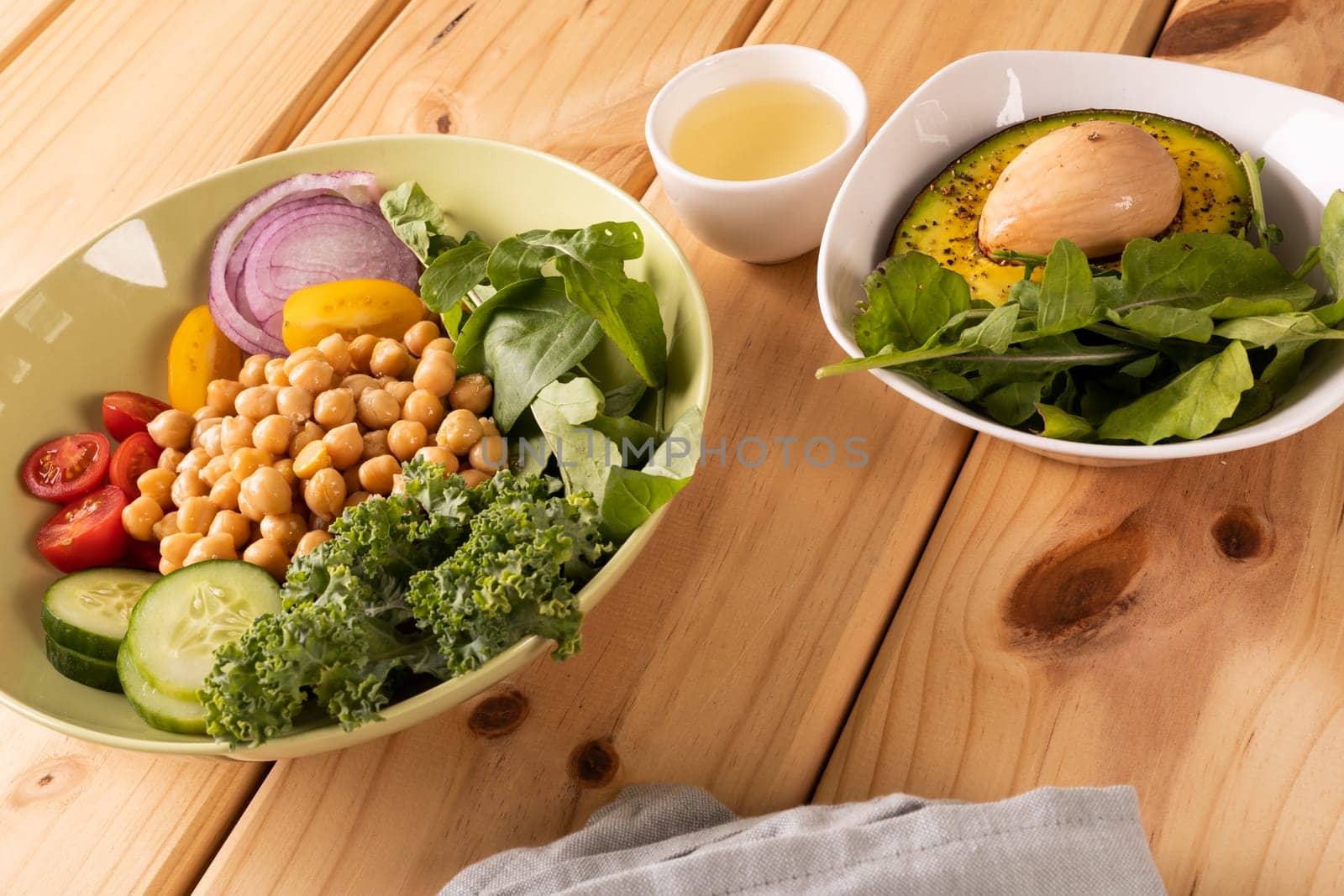 High angle view of fresh healthy breakfast on table, copy space by Wavebreakmedia