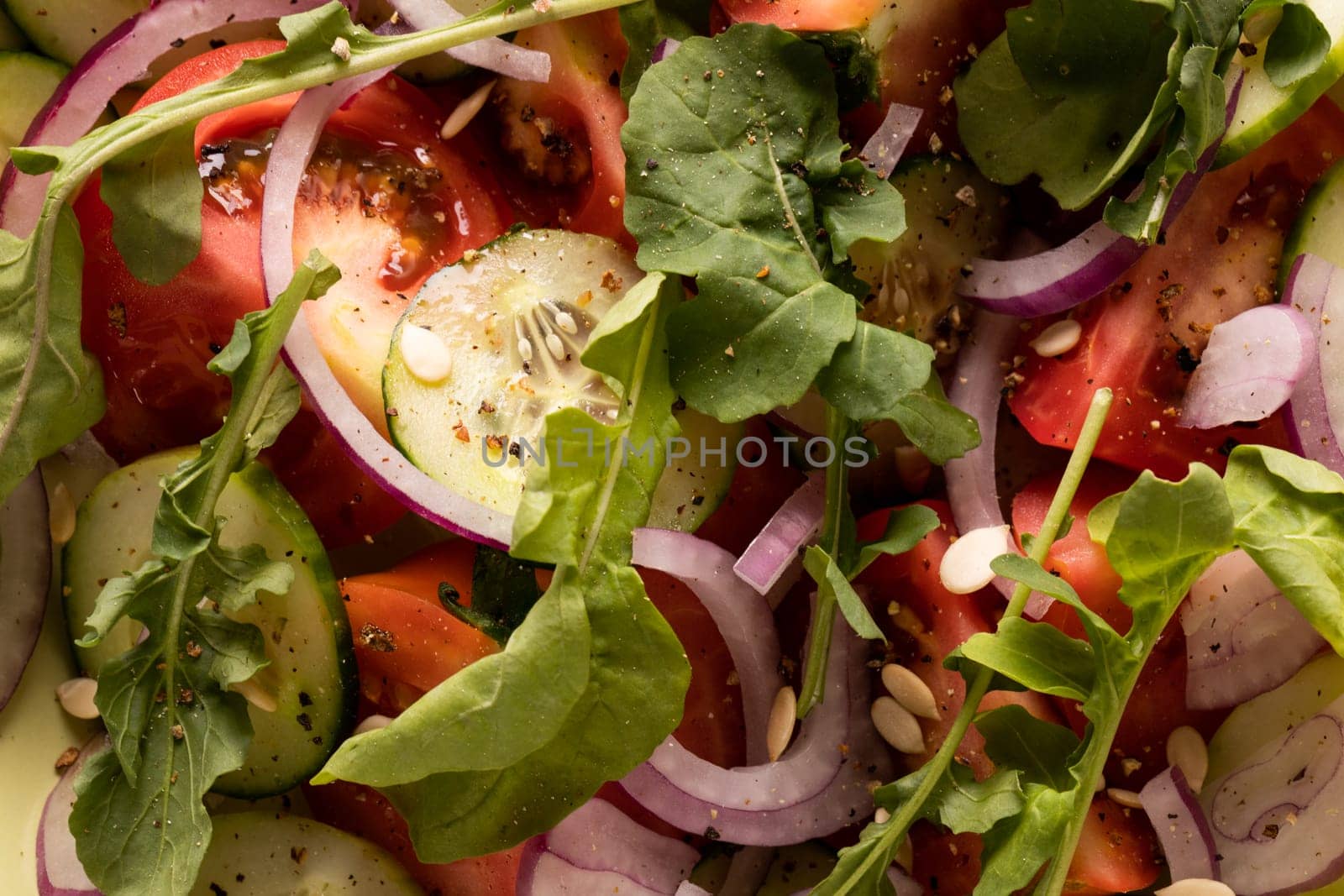 Full frame shot of fresh healthy vegetable salad, copy space. unaltered, food, backgrounds, healthy eating, organic.
