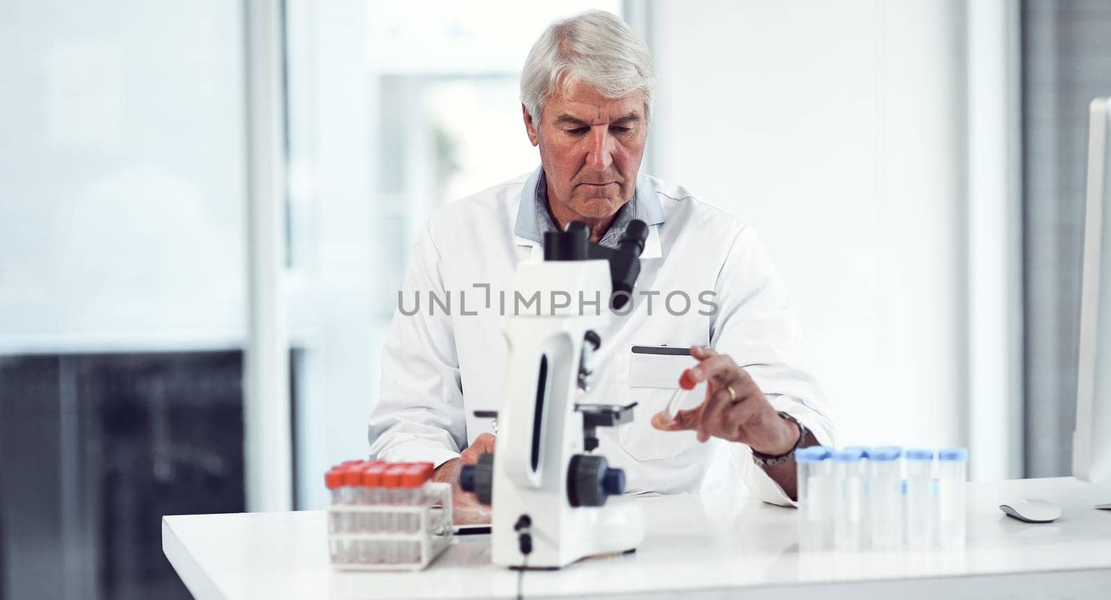 This is how the formula should look. a focused elderly male scientist holding up a test tube and making notes while being seated inside of a laboratory. by YuriArcurs