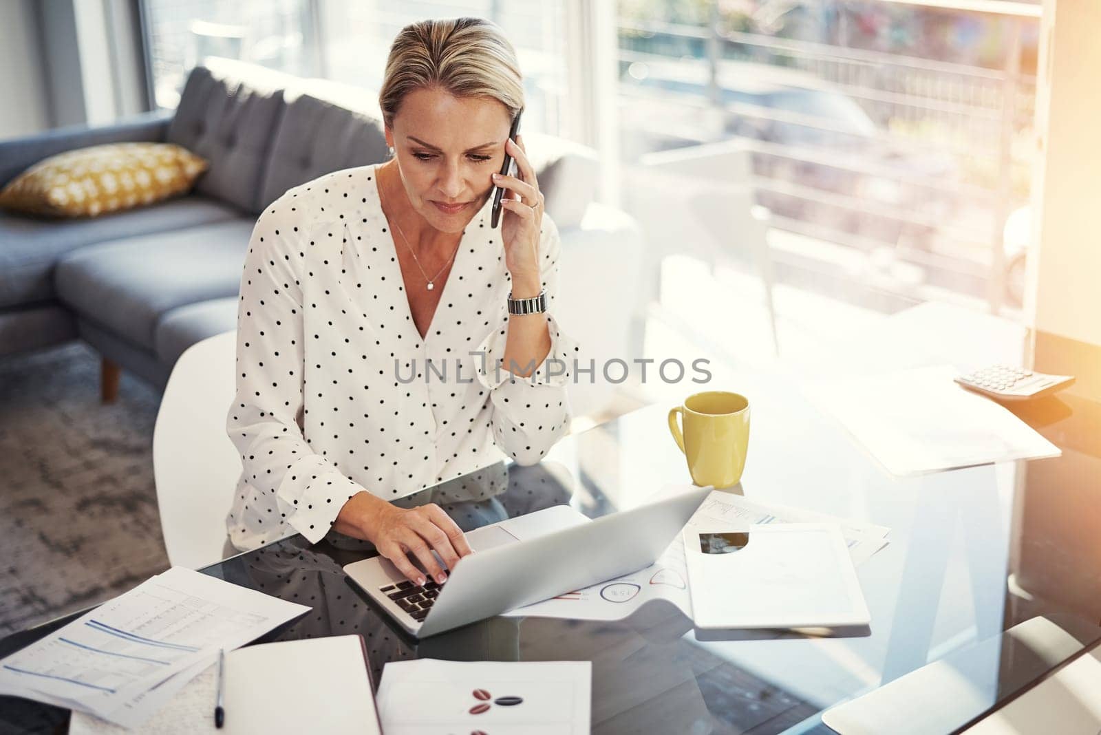 She stays on top of her stats. a mature businesswoman working from her home office