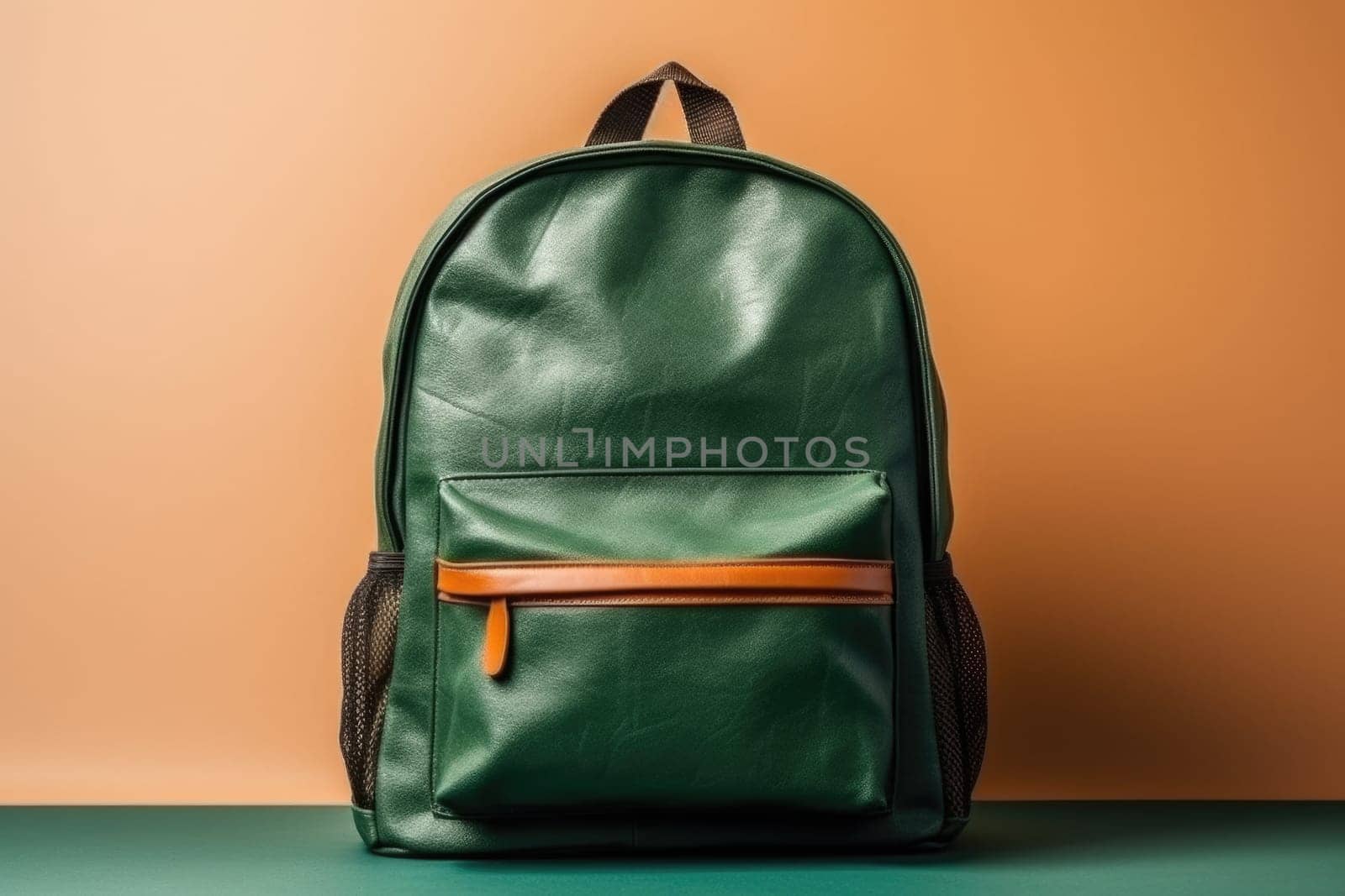 Back to school. green school backpack isolated , AI Generative