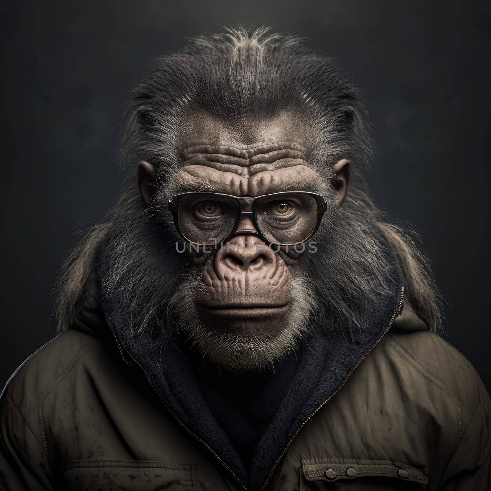 chimpanzee with glasses posing by studiodav