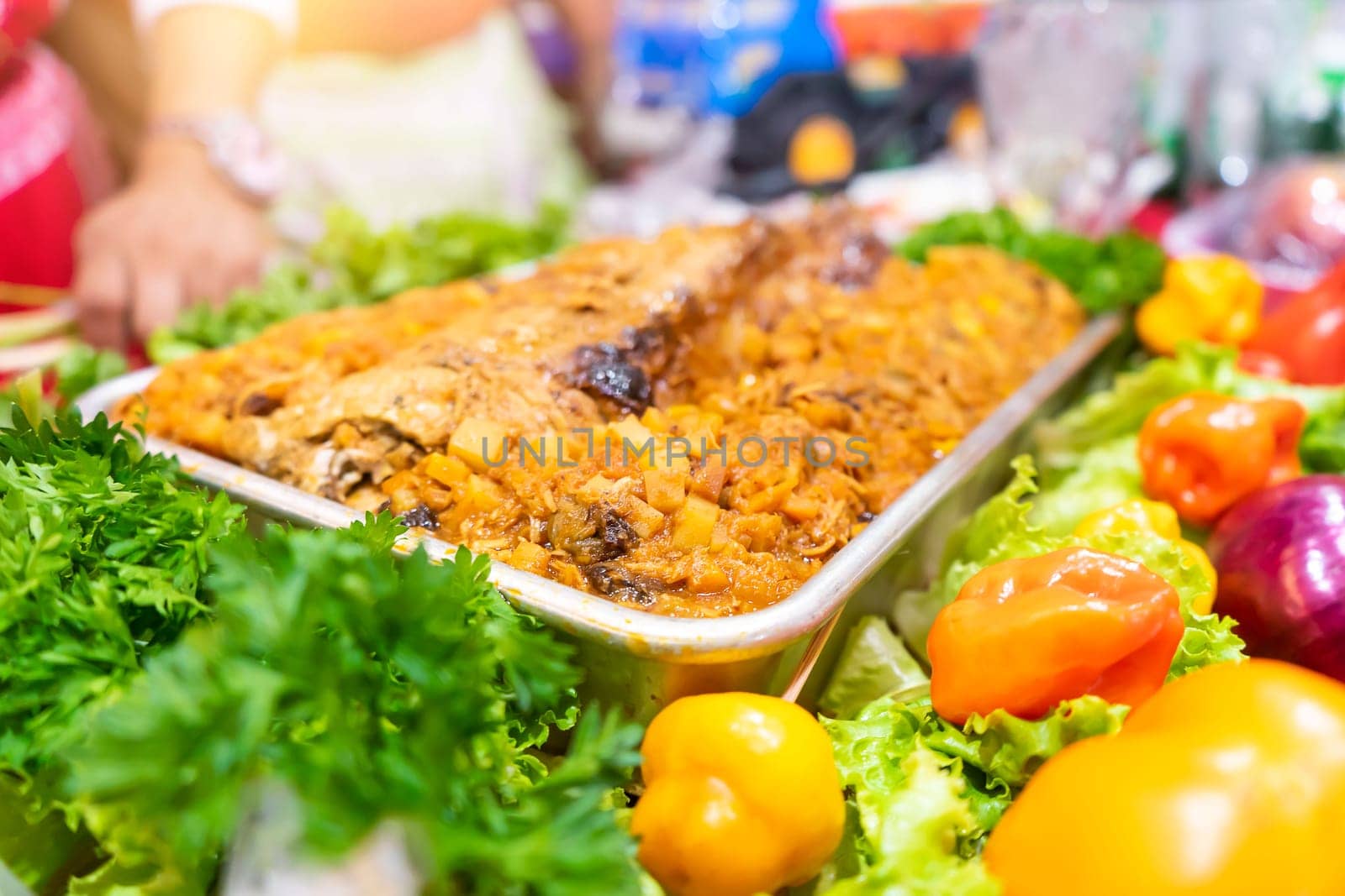 Tray with traditional Christmas food from Nicaragua known as relleno by cfalvarez