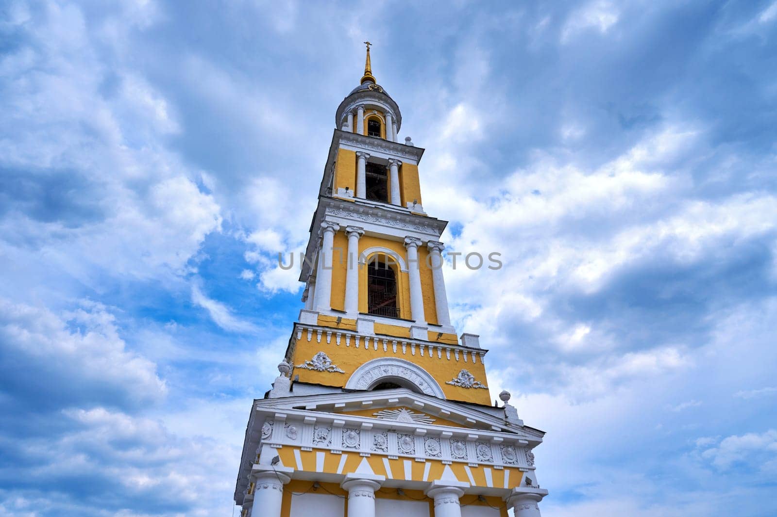 Kolomna, Russia - May 30, 2023: Ancient bell tower against the sky