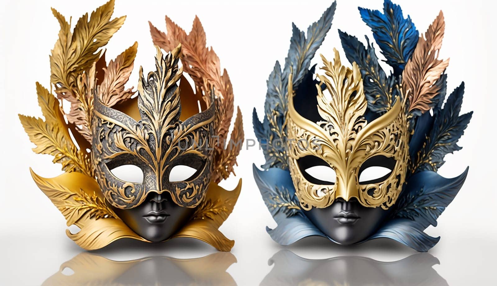 Realistic luxury carnival mask with colorful feathers. by milastokerpro