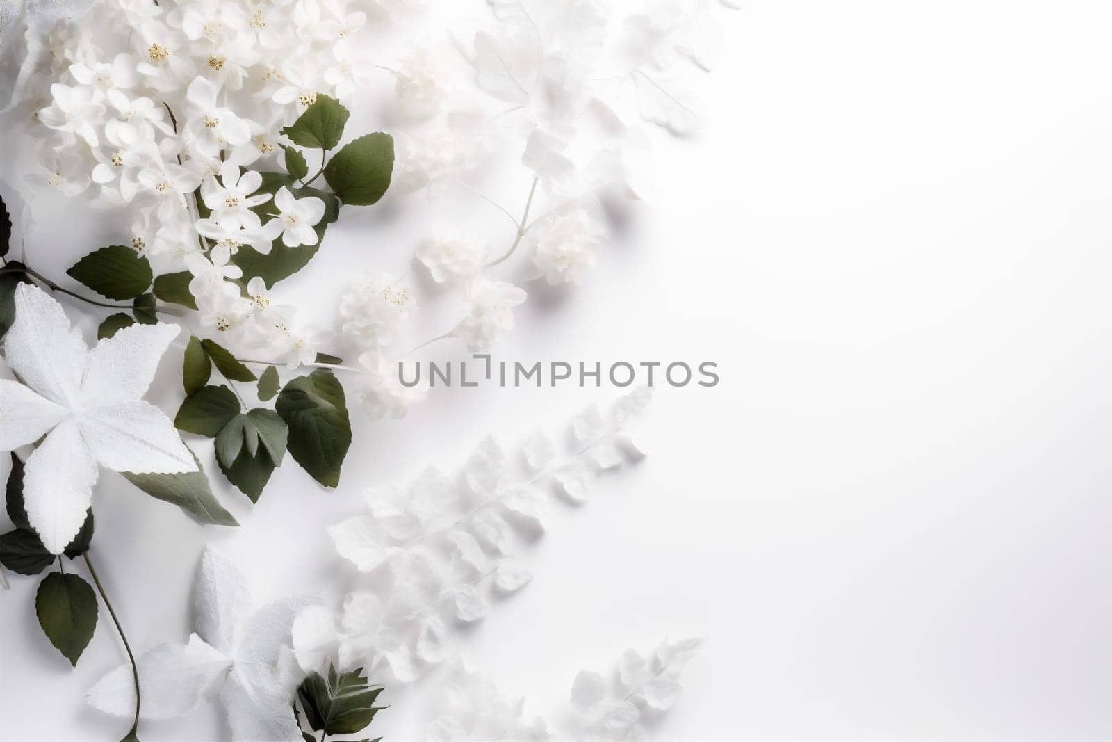 wedding celebration spring beautiful background nature white garden blossom floral flower. Generative AI. by SHOTPRIME